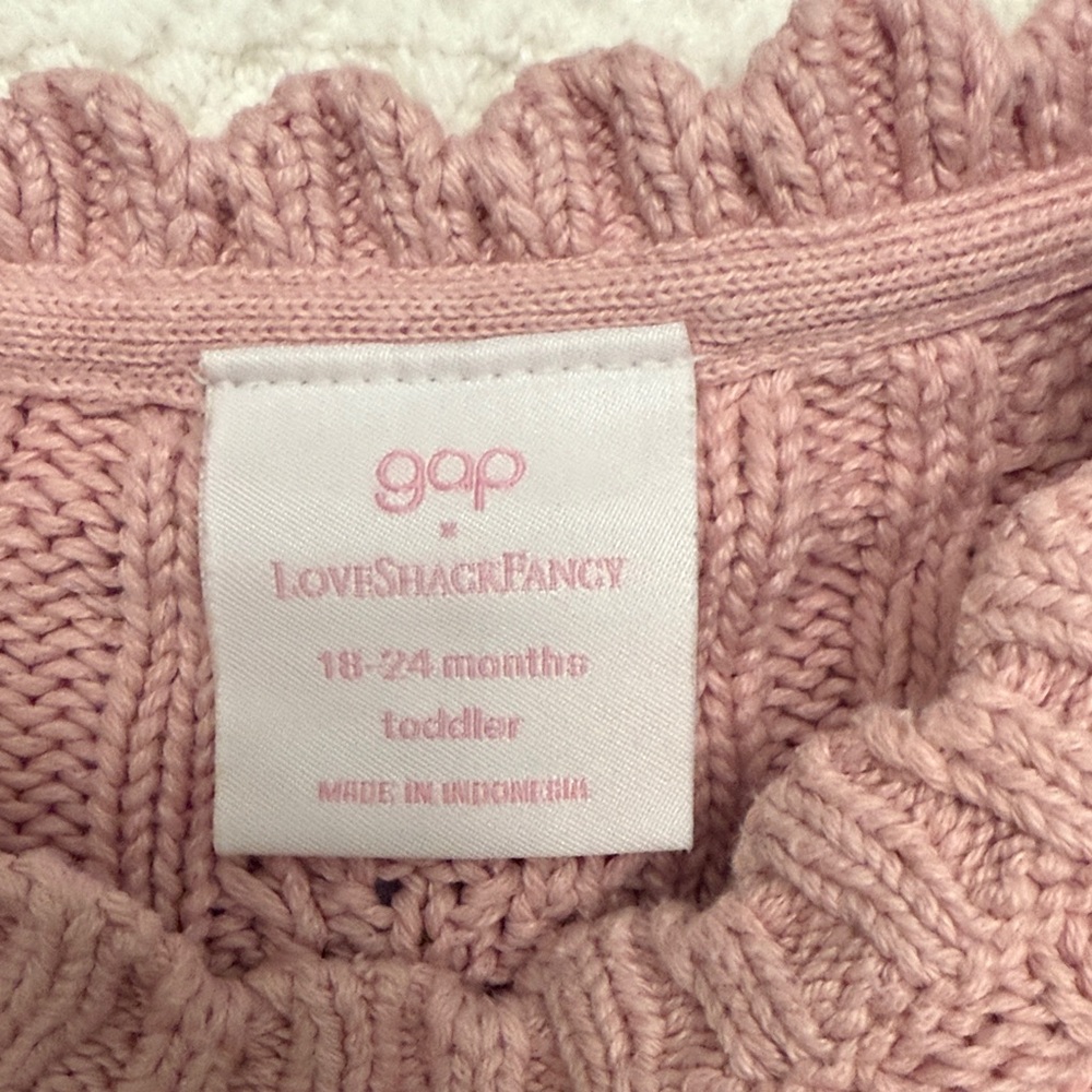 GAP x LoveShackFancy Dusty Pink Cable Knit Sweater - Picture 2 of 2